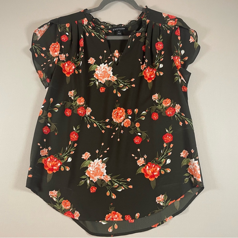 41 Hawthorn Black Floral Blouse